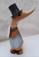 Load image into Gallery viewer, DCUK WOODEN WEDDING DUCK Mr &amp; Mrs Bride and Groom Wedding Duck With FREE New Design Gift Bag. Hand Carved Hand Painted Wedding Gift
