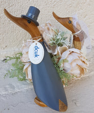 Load image into Gallery viewer, DCUK WOODEN WEDDING DUCK Mr &amp; Mrs Bride and Groom Wedding Duck With FREE New Design Gift Bag. Hand Carved Hand Painted Wedding Gift
