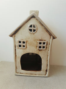 Ceramic Village Pottery House Tea Light Holder With Chimney Gift Ornament Decoration 22cm