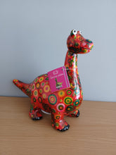Load image into Gallery viewer, Pomme Pidou DIEGO DINOSAUR Red Circles Design Decoupage Ceramic Money Box Piggy Bank Money Bank With Stopper Collectable Gift 19cm NEW
