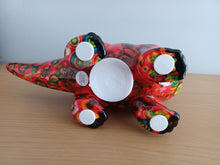 Load image into Gallery viewer, Pomme Pidou DIEGO DINOSAUR Red Circles Design Decoupage Ceramic Money Box Piggy Bank Money Bank With Stopper Collectable Gift 19cm NEW
