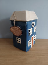 Load image into Gallery viewer, Village Pottery Navy Tea Light House Wax Melt Oil Burner Gift  15cm
