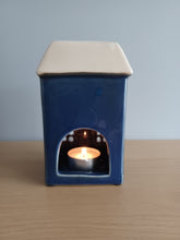 Load image into Gallery viewer, Village Pottery Navy Tea Light House Wax Melt Oil Burner Gift  15cm
