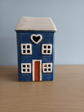 Load image into Gallery viewer, Village Pottery Navy Tea Light House Wax Melt Oil Burner Gift  15cm
