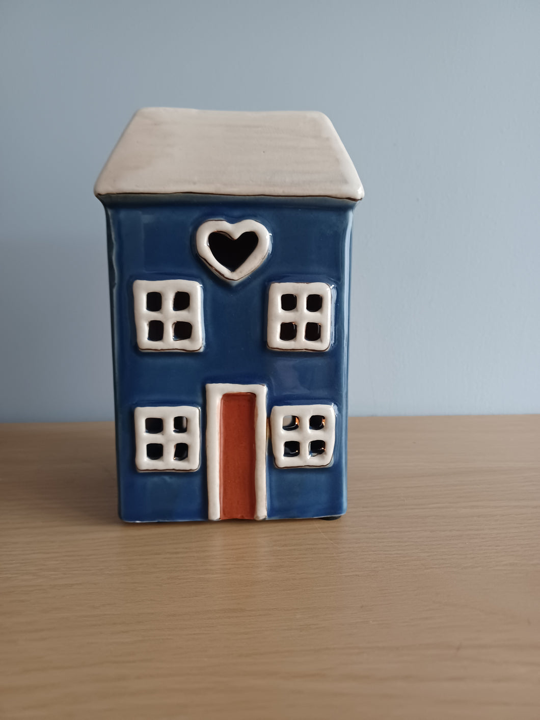 Village Pottery Navy Tea Light House Wax Melt Oil Burner Gift  15cm