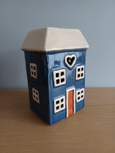Load image into Gallery viewer, Village Pottery Navy Tea Light House Wax Melt Oil Burner Gift  15cm
