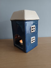 Load image into Gallery viewer, Village Pottery Navy Tea Light House Wax Melt Oil Burner Gift  15cm
