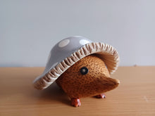Load image into Gallery viewer, DCUK Toadstool Hedgy Wooden Hedgehog Grey Spotty Toadstool Hat
