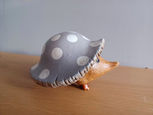 Load image into Gallery viewer, DCUK Toadstool Hedgy Wooden Hedgehog Grey Spotty Toadstool Hat
