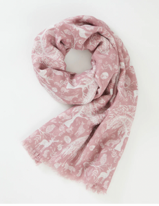 SCARVES Fable England Scarves Woodland Life Pink Scarf