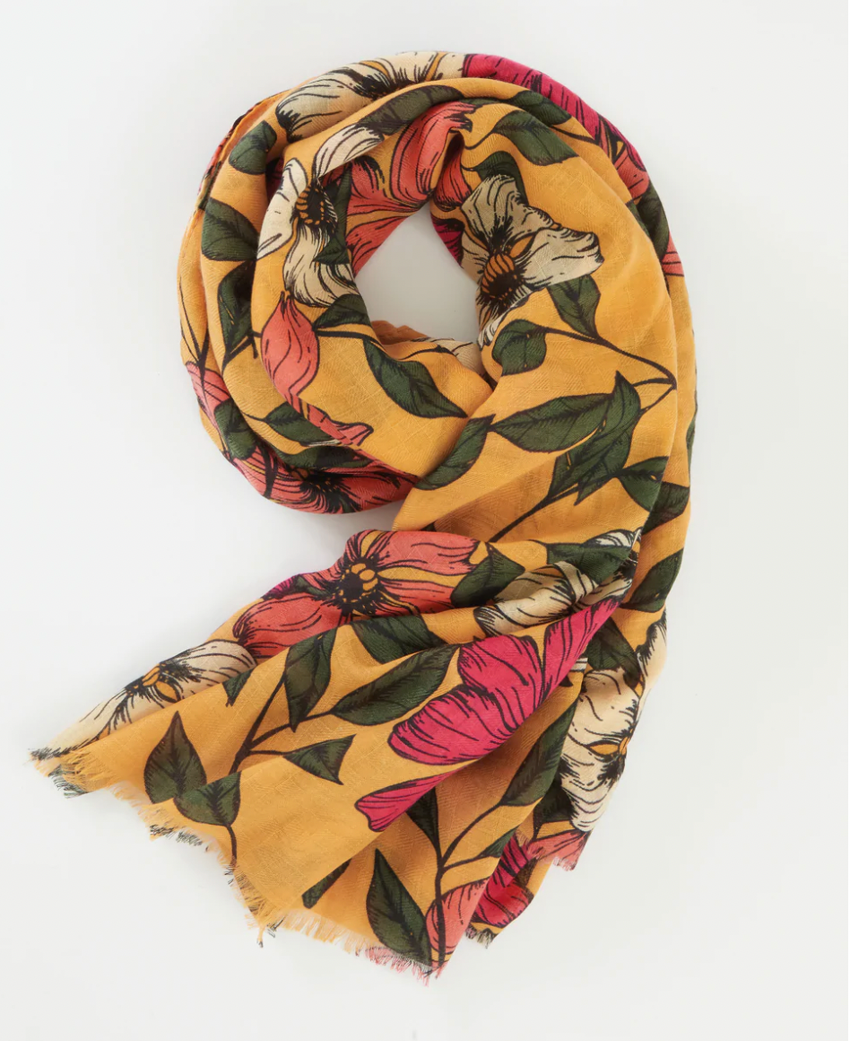 SCARVES Fable England Scarves Ochre Borrowdale Floral Scarf