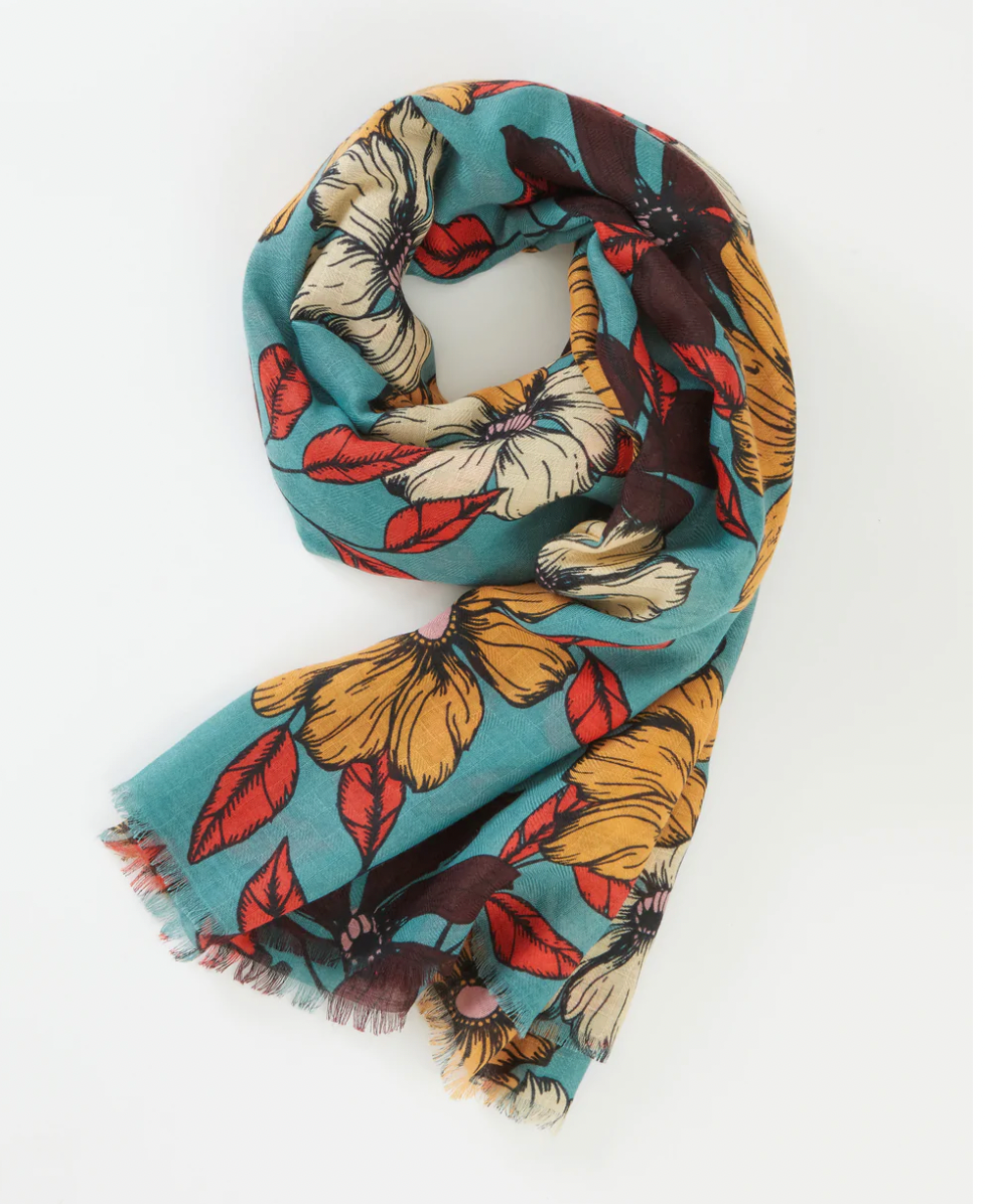 SCARVES Fable England Scarves Teal Borrowdale Floral Scarf