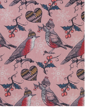 Load image into Gallery viewer, SCARVES Fable England Scarf Christmas Birds Pink Scarf
