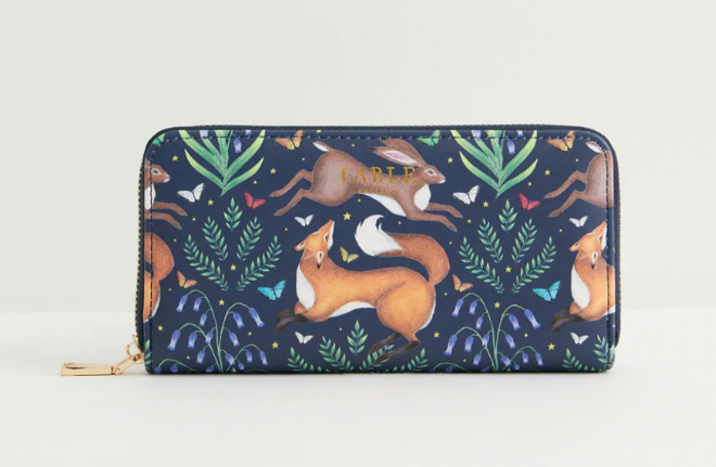 PURSE Fable England Navy Hare and Fox Purse