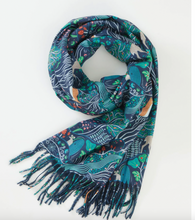 Load image into Gallery viewer, SCARVES Fable England Scarves The Enchanted Tree Navy Scarf
