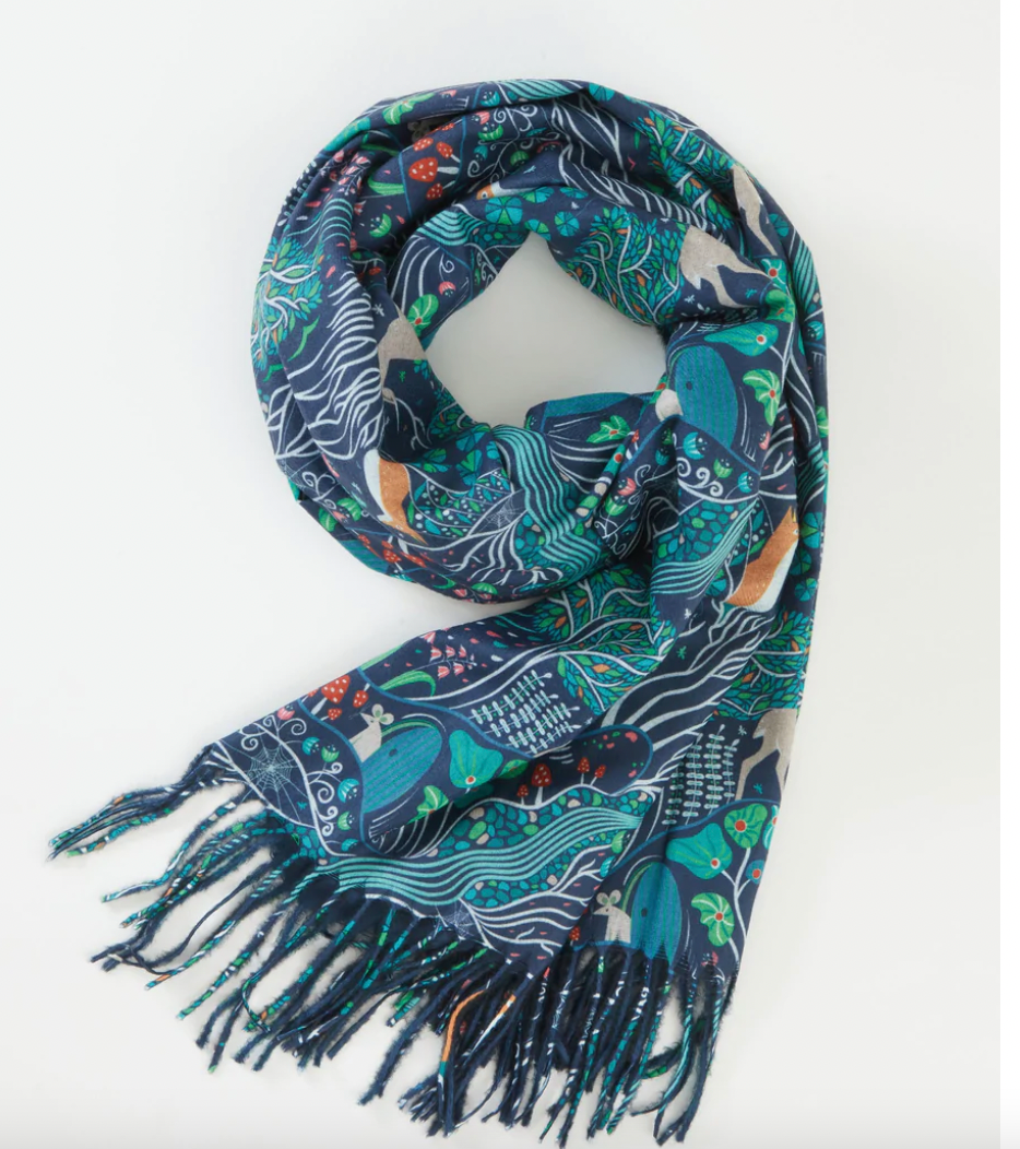 SCARVES Fable England Scarves The Enchanted Tree Navy Scarf