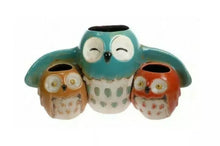 Load image into Gallery viewer, OWL FAMILY PLANTER By Quay Traders Ceramic Glazed Plant Pot Gift Ornament Home Decor 30cm X 16cm NEW
